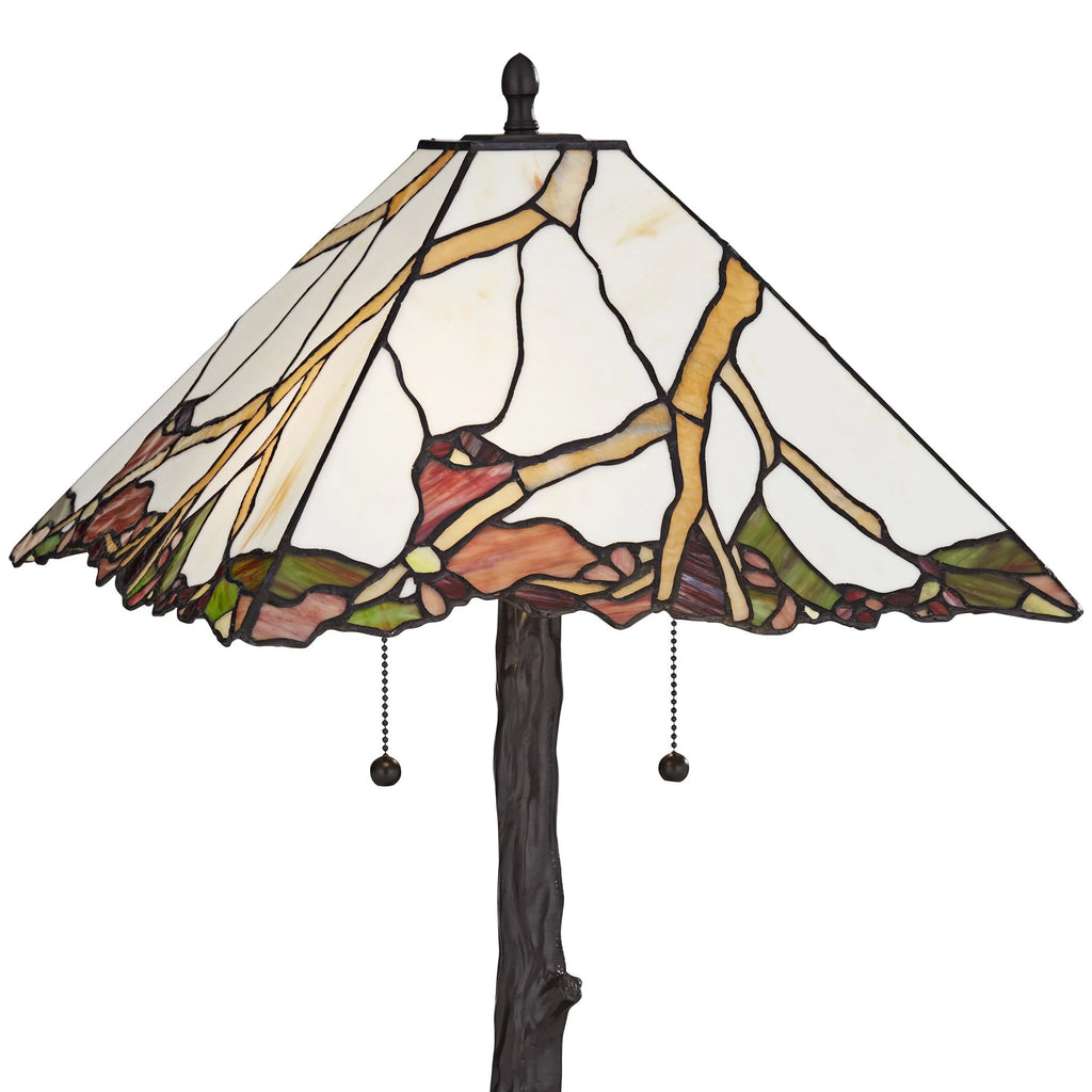Robert Louis Tiffany Cherry Rustic Table Lamp 26 High Dark Bronze Cherry Blossom Stained Art Glass Shade for Bedroom Living Room Bedside Nightstand