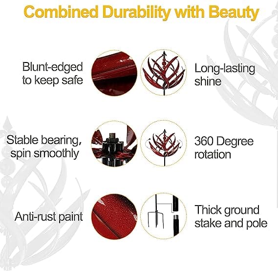 Metal Wind Spinner with Smooth Rotation Bearings for Outdoor  Gardens