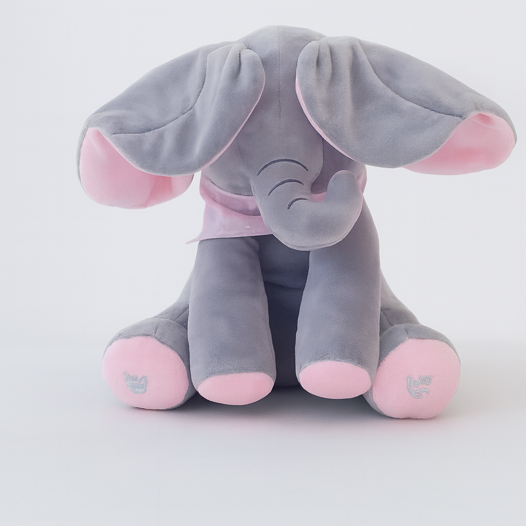 Interactive Elephant Plush Toy with Flapping Ears and Peek-a-Boo  Sounds