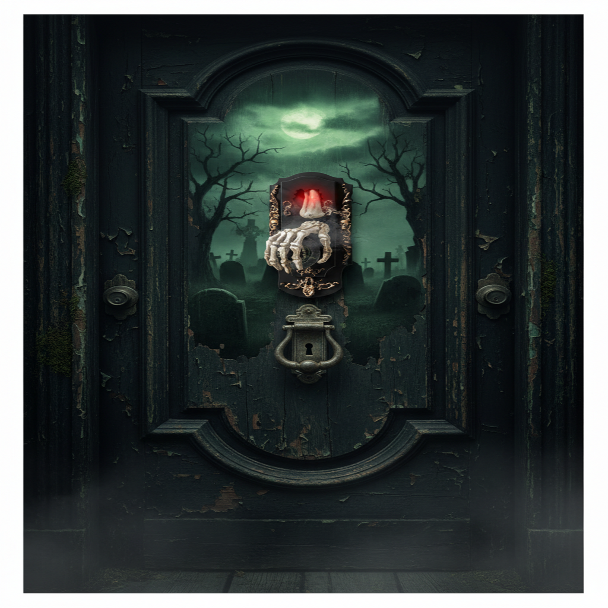 Motion Sensor Doorbell Prop with Sound and Light Effects for Halloween Decorations
