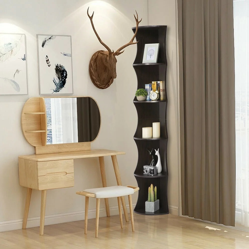 Nesuncia 77 H 5 Tier Corner Shelf Plant Stand Open Bookshelf Unique Furniture