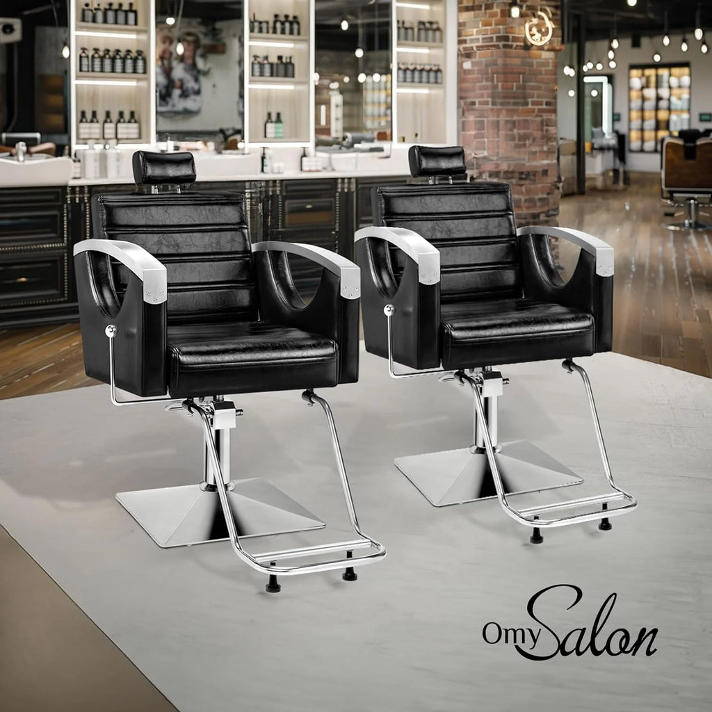 OmySalon All Purpose Salon Chair with Reclining Back, Stylist Chairs for Salon, Hydraulic Barber Chair Heavy Duty Hair Chair for Shampoo Makeup Threading Waxing