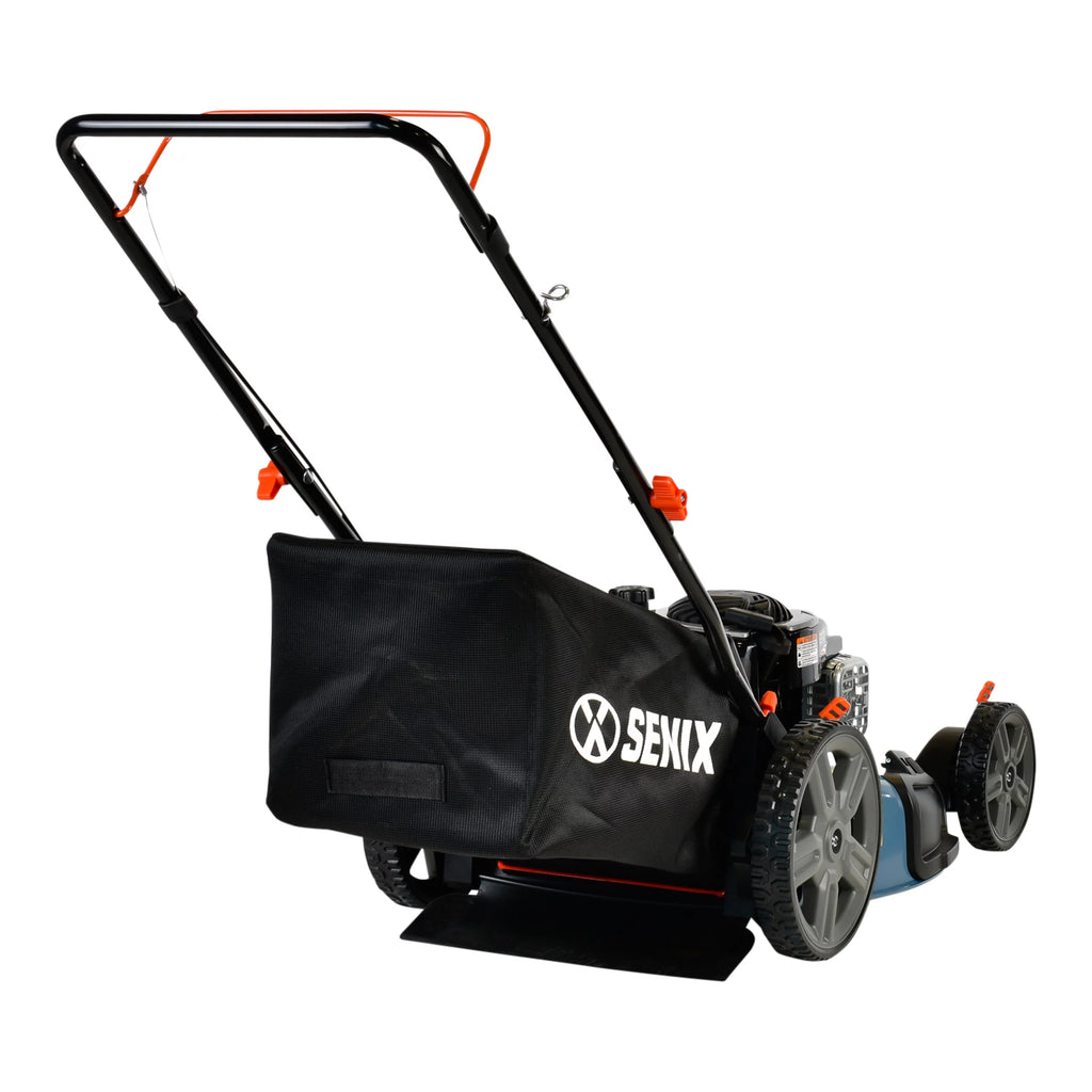 SENIX 21-Inch Push Lawnmower, 140 cc 4-Cycle Briggs & Stratton Engine, 3-in-1 Mower, Prime & Pull, 6-Position Height Adjustment with 11-Inch Rear Wheels, LSPG-M7