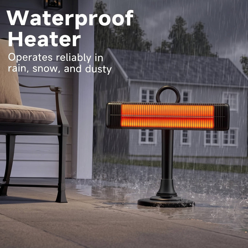 Outdoor Infrared Patio Heater, 500W 1000W Portable Electric Floor Heater with Carbon Fiber Tube, Waterproof Overheat Protection