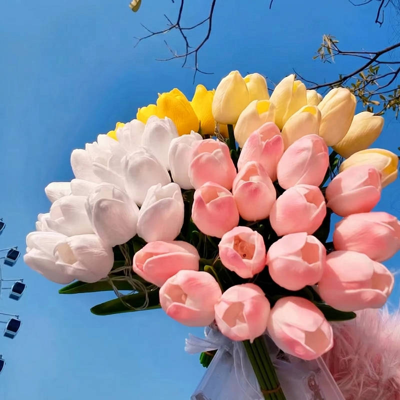 LED Tulip Night Light with Artificial Flowers for Home Decor