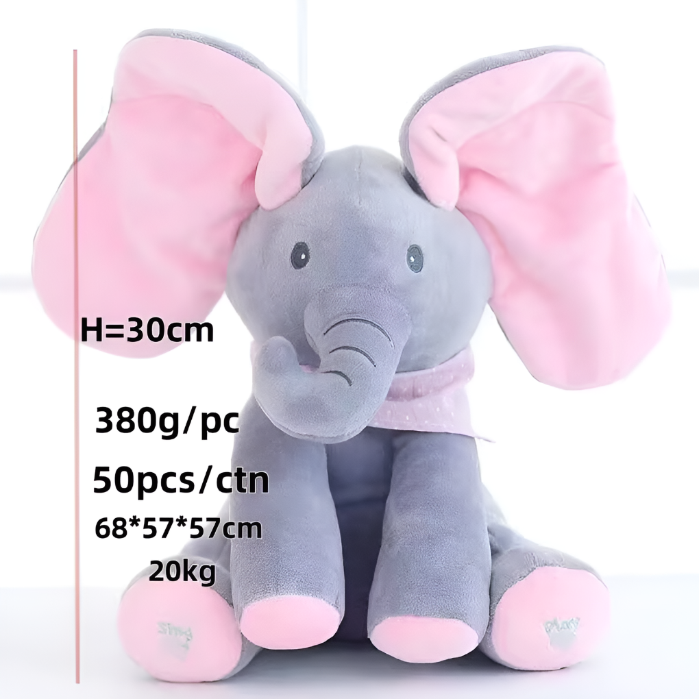 Interactive Elephant Plush Toy with Flapping Ears and Peek-a-Boo  Sounds