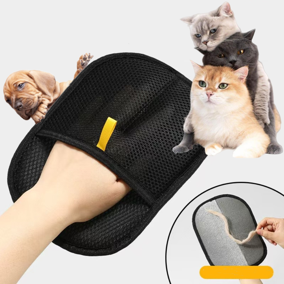 Pet Grooming Gloves with Double-Sided Texture and Washable  Design