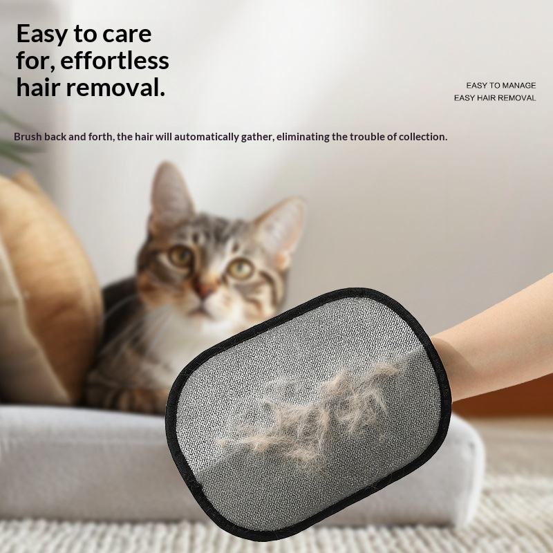 Pet Grooming Gloves with Double-Sided Texture and Washable  Design