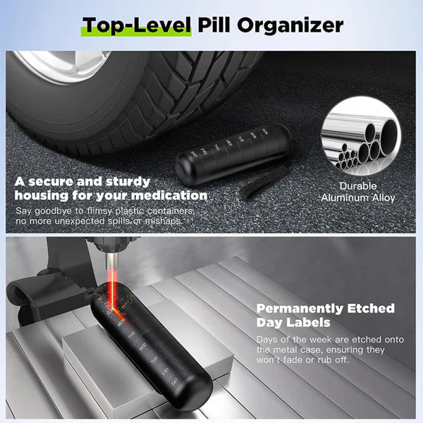 Mygametables Aluminum 7 Days Portable Pill Organizer for Travel