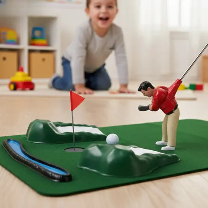 Indoor Mini Golf Set with 6 Clubs and Adjustable Course, Multiple Balls  Included