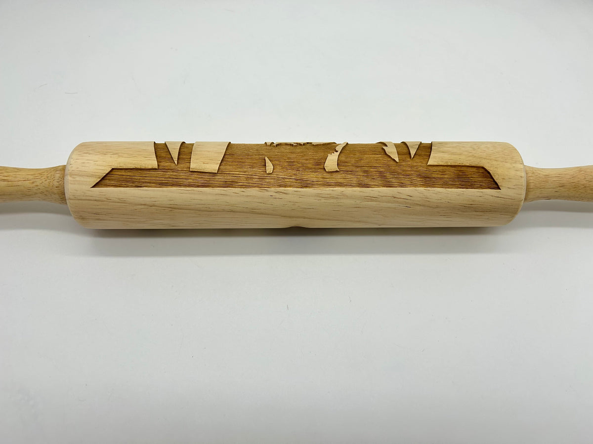 Nativity Scene Embossed Wooden Rolling Pin with 10-Inch Barrel