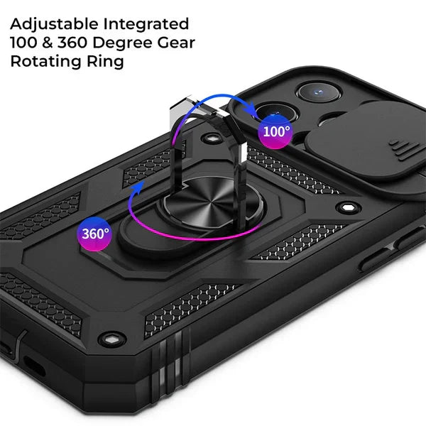 Phone Case with Magnetic Kickstand and Camera Slider for Models  12-16