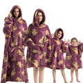 Oversized Hoodie Blanket with Pumpkin Print and Fleece Flannel, Machine Washable