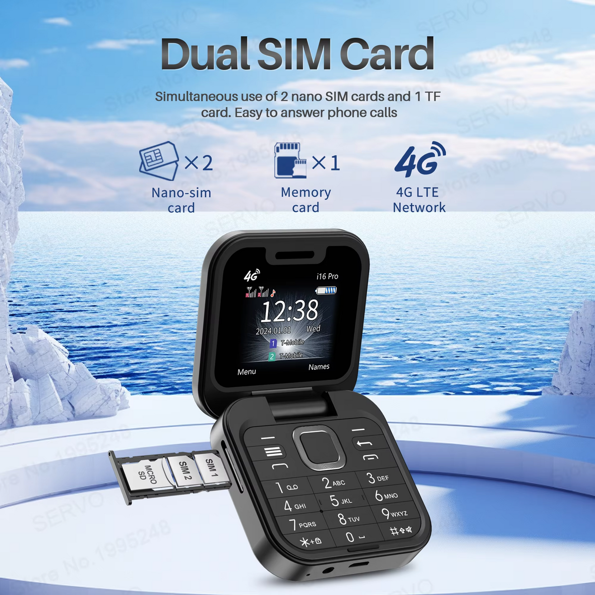 Large Screen Flip Phone with Dual SIM and Long Standby