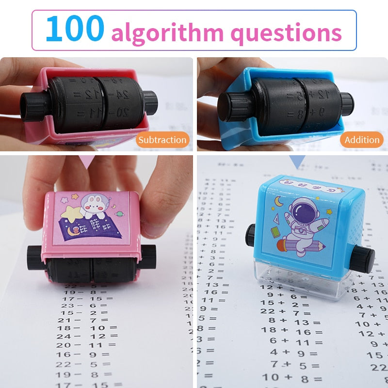 Math Question Roller with Rotating Bands and Rubber Grip, Compact Practice Tool