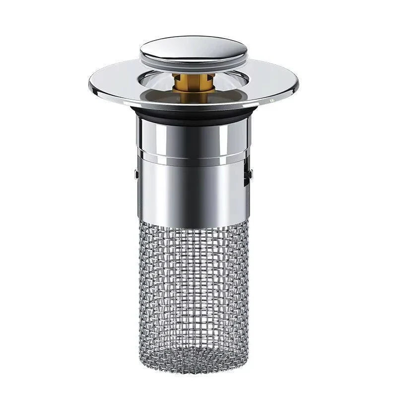Pop-Up Sink Drain Stopper, Built-In Hair Catcher for Bathroom and Kitchen Sinks