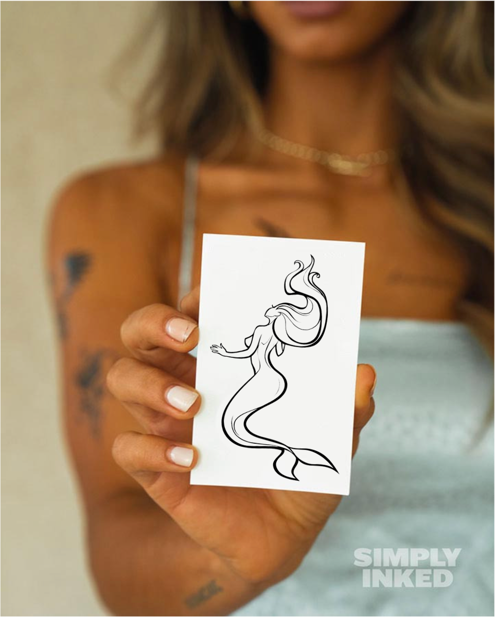 Mermaid Design Temporary Tattoo with Pigment Transfer, 14-Day  Wear