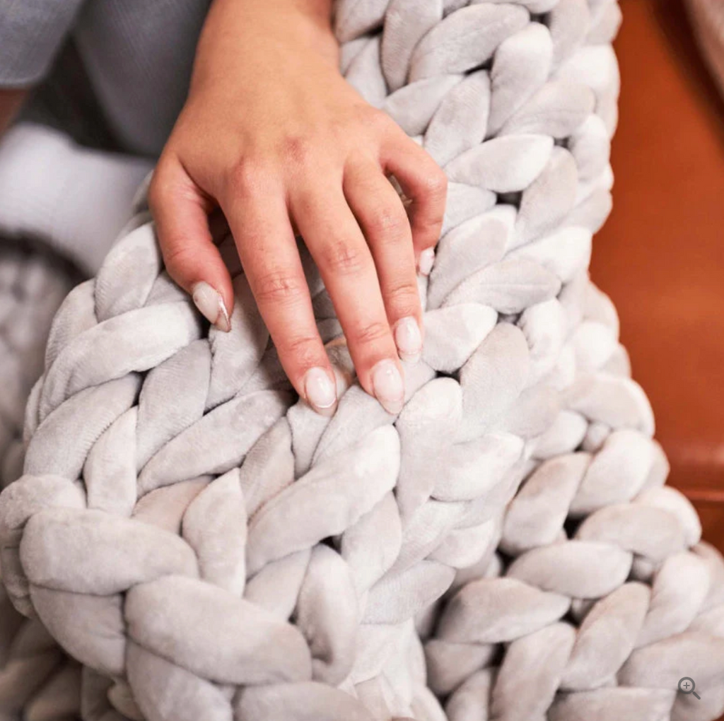 Knitted Throw Blanket with Natural Fibers and Hand-Textured Design, All-Season  Use