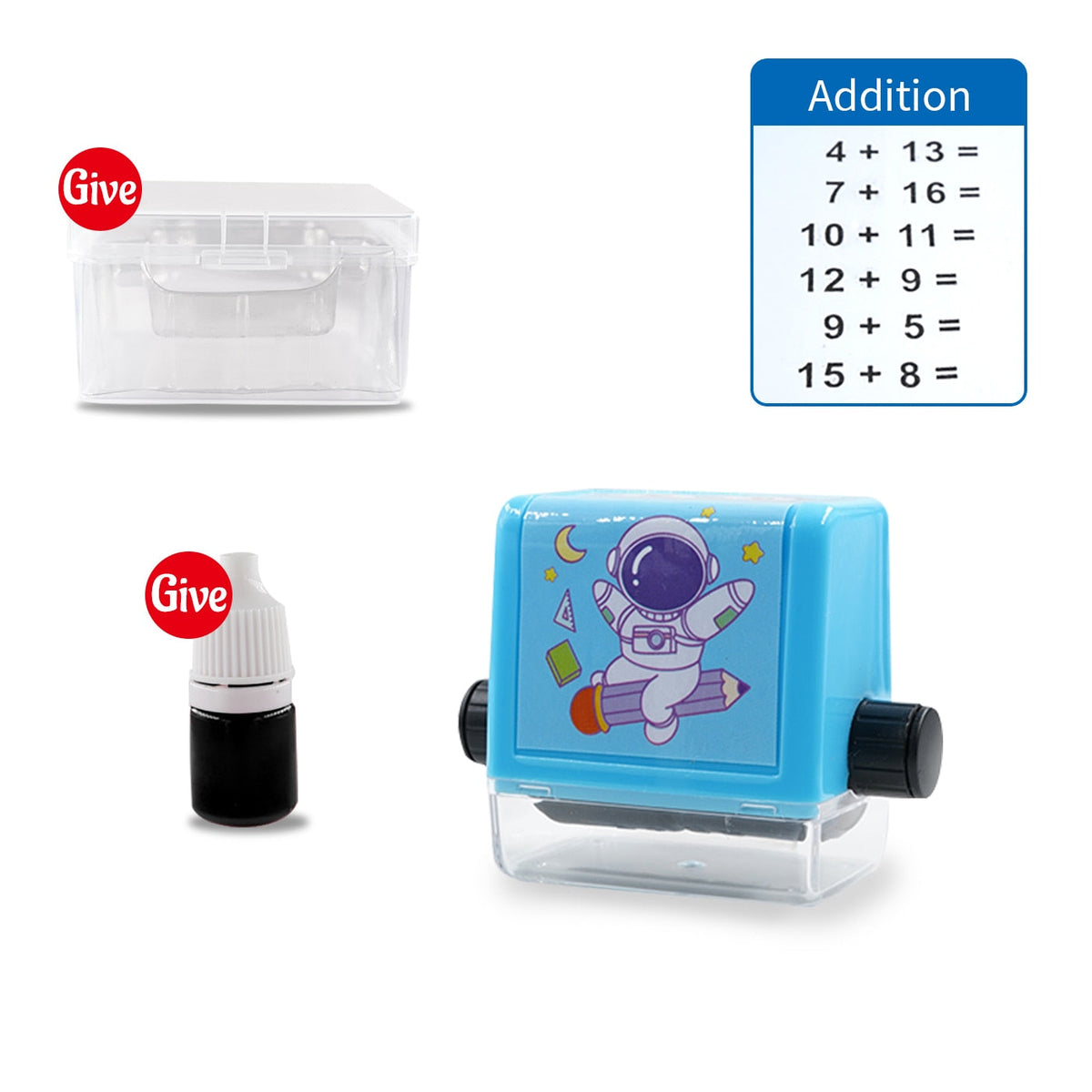 Math Question Roller with Rotating Bands and Rubber Grip, Compact Practice Tool