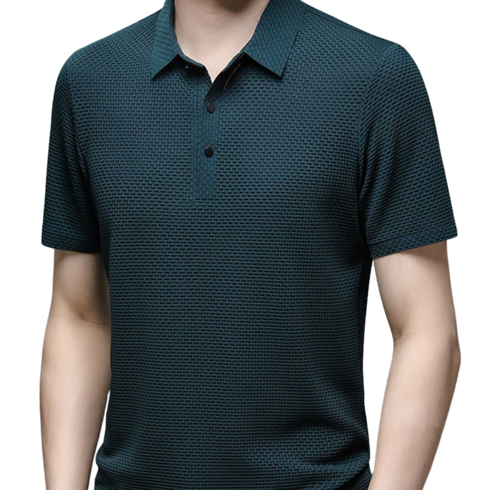 Mens Polo Shirt with Tailored Fit and Breathable Cotton Blend, Machine Washable