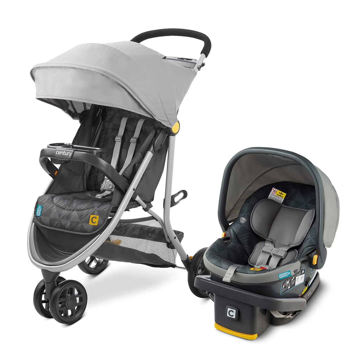 Century Stroll On 3-Wheel 2-in-1 Lightweight Travel System u2013 Infant Car Seat and Stroller Combo, Metro