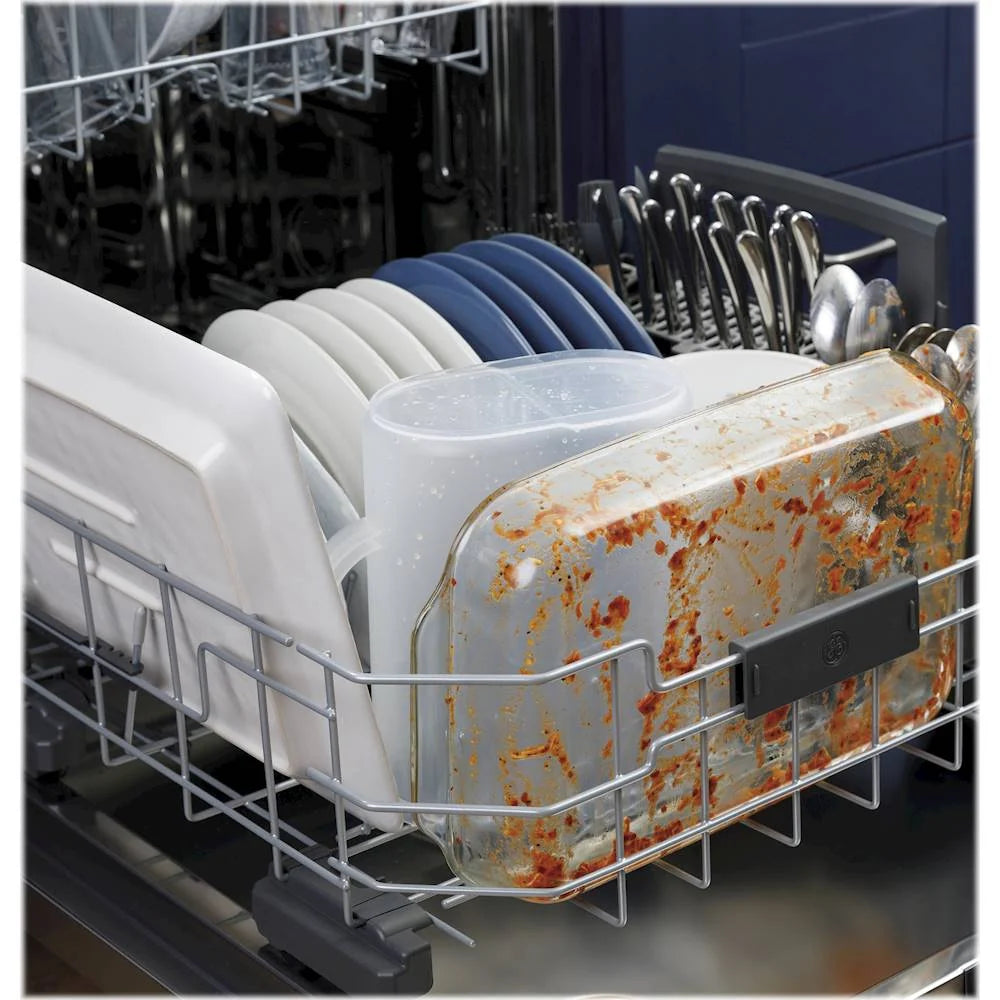 GE - Top Control Built-In Dishwasher with Stainless Steel Tub, 3rd Rack, 46dBA - Black
