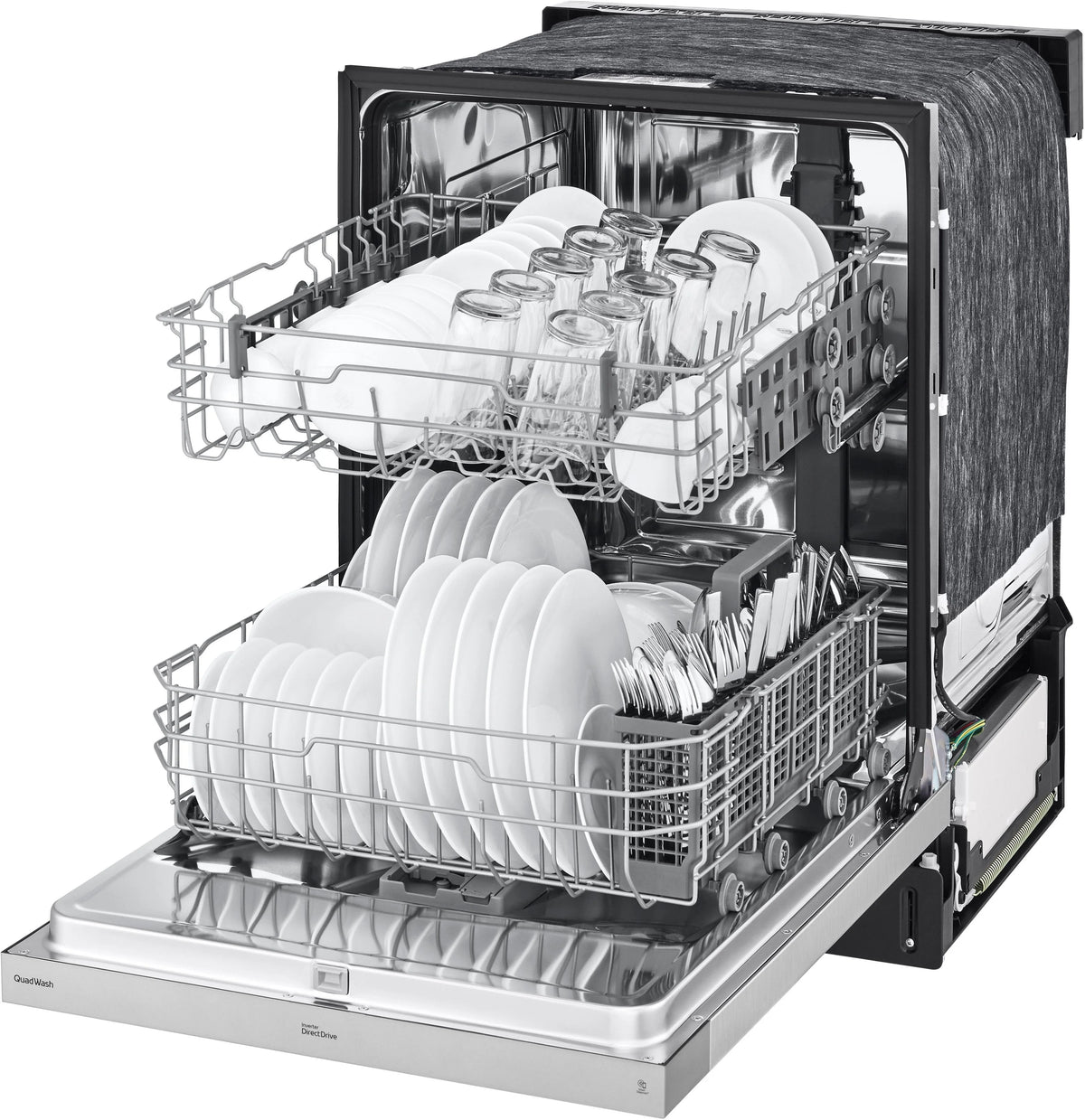 LG - 24 Front-Control Built-In Dishwasher with Stainless Steel Tub, QuadWash, 50 dBa - Stainless steel