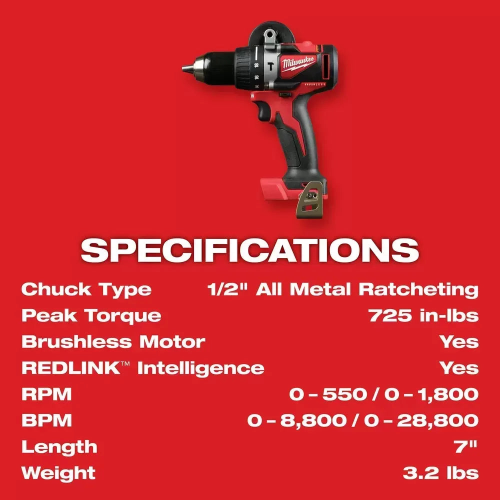 Milwaukee Pre-Sale 2902-20 M18 18V 1/2-Inch Brushless Hammer Drill - Bare Tool