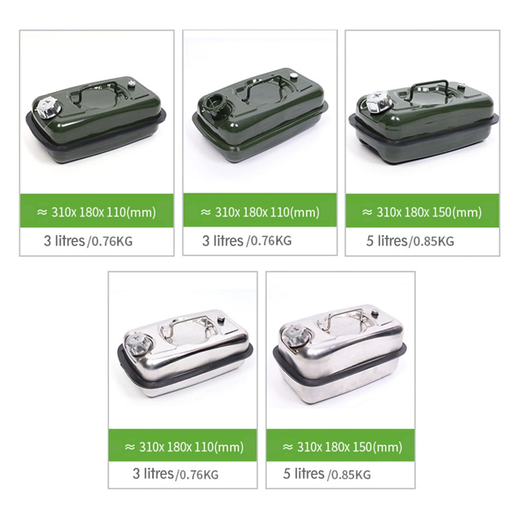 EUBUY 5L Metal Jerry Can 304 Stainless Steel Motorcycle Canister Holder Storage Tank with Handle for Water Petrol Oil Water Alcohol