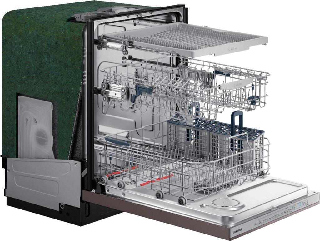 Samsung - StormWash 24 Top Control Built-In Dishwasher with AutoRelease Dry, 3rd Rack, 48 dBA - Tuscan stainless steel