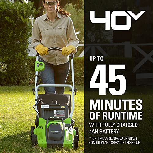 40V 16-Inch Cordless Electric Lawn Mower with Battery and Charger