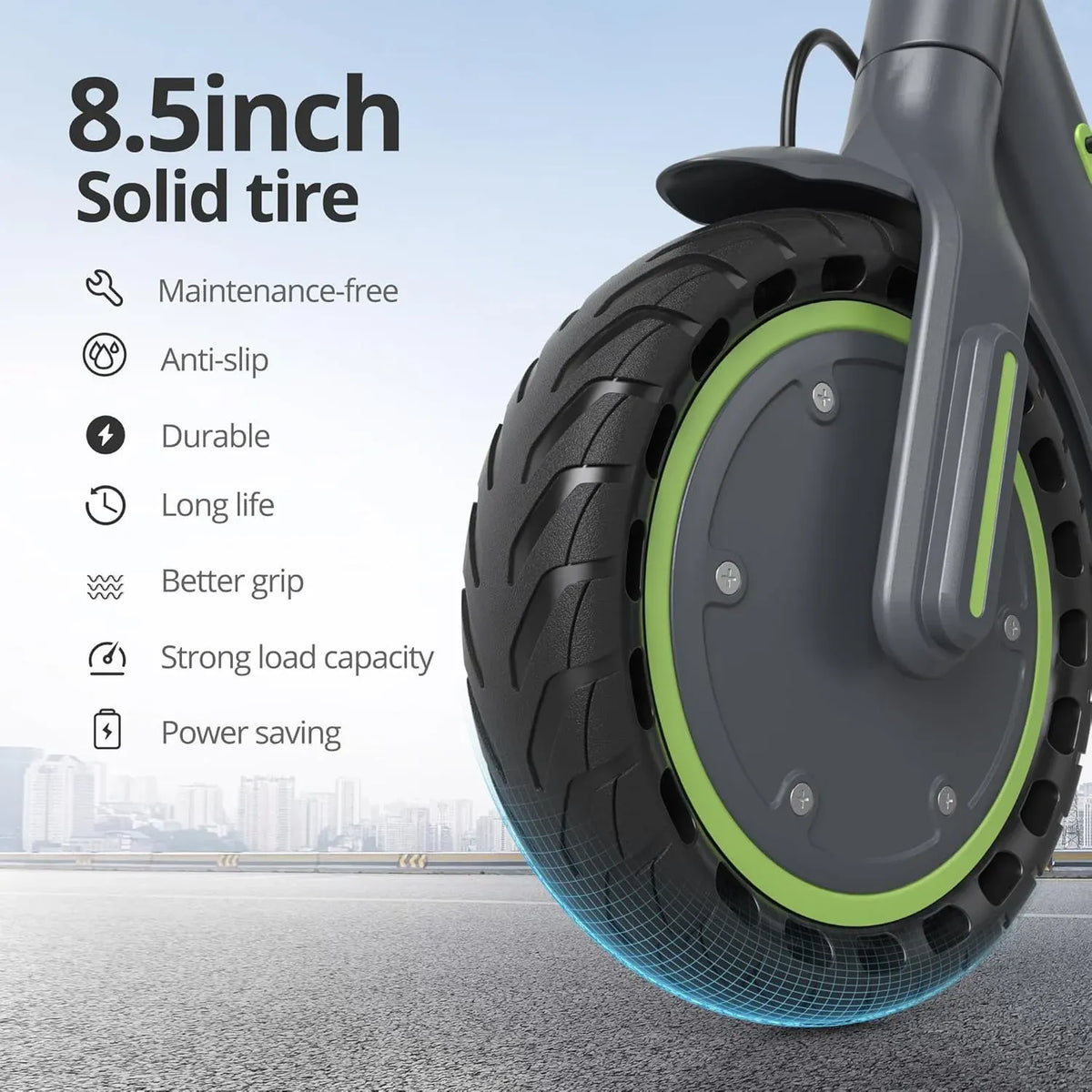 Electric Scooter - 8.5/10'' Solid Tires, 350W/500W Motor, Up to 19-22MPH and 21-24Miles Long-Range Portable Commuting Scooter for Adults with Double Braking System and App