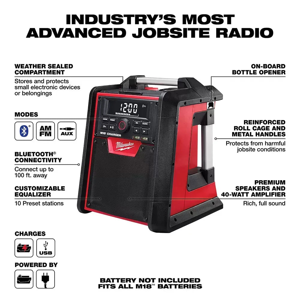 Milwaukee Pre-Sale 2792-20 M18 18V Jobsite Bluetooth Radio/Charger - Bare Tool