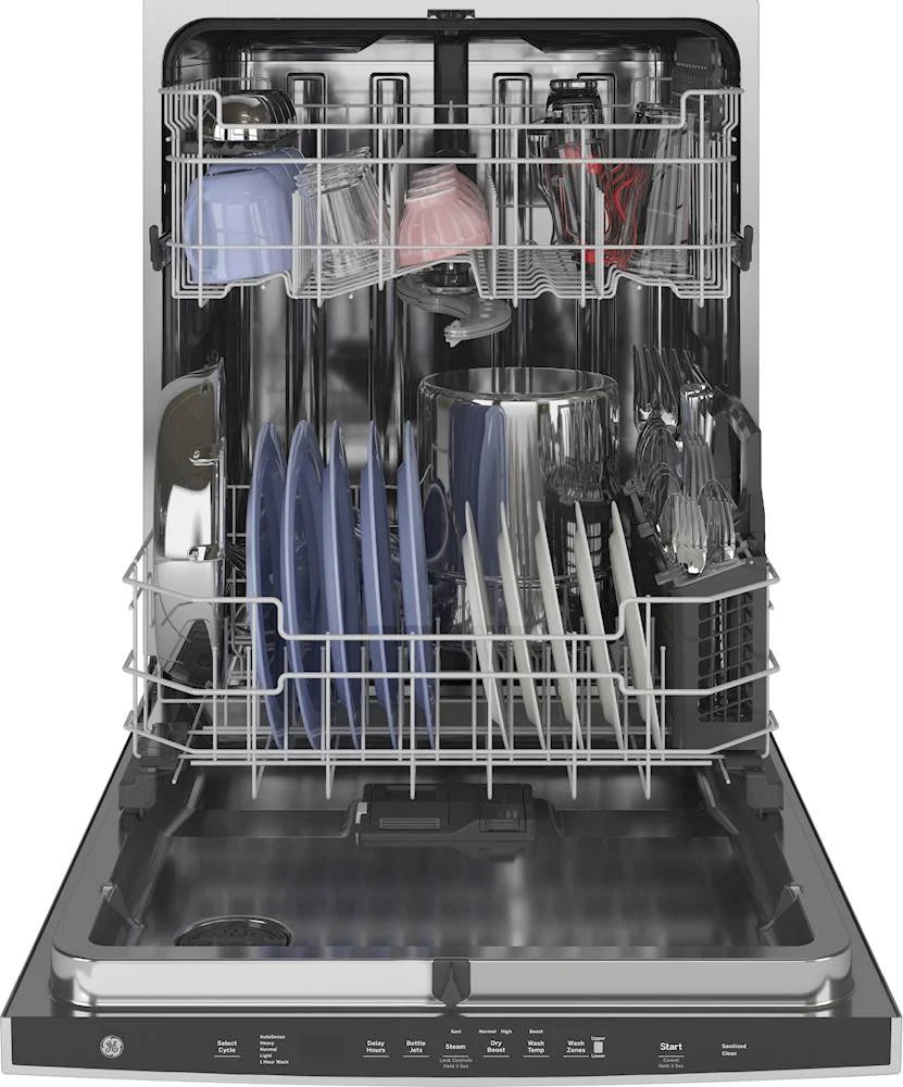 GE - Top Control Built-In Dishwasher with Stainless Steel Tub, Dry Boost, 48dBA - Stainless steel