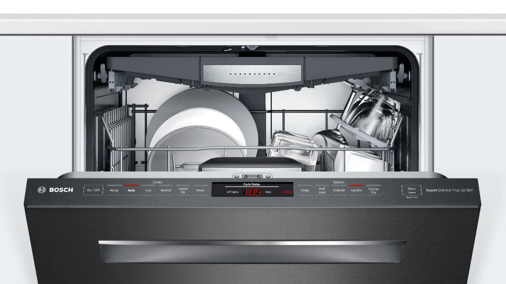 Bosch - 800 Series 24 Top Control Built-In Dishwasher with CrystalDry, Stainless Steel Tub, 3rd Rack, 42 dBa - Black stainless steel