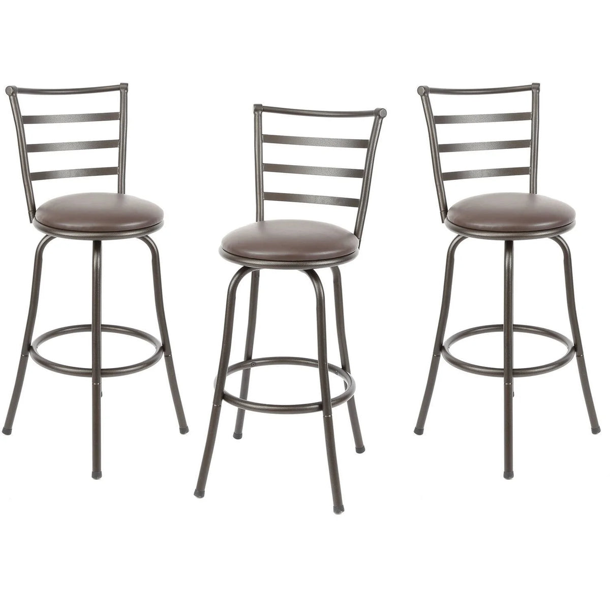Mainstays Adjustable 24 or 29 Swivel Bar stool， Bronze Finish and PU Leather， Set of 3