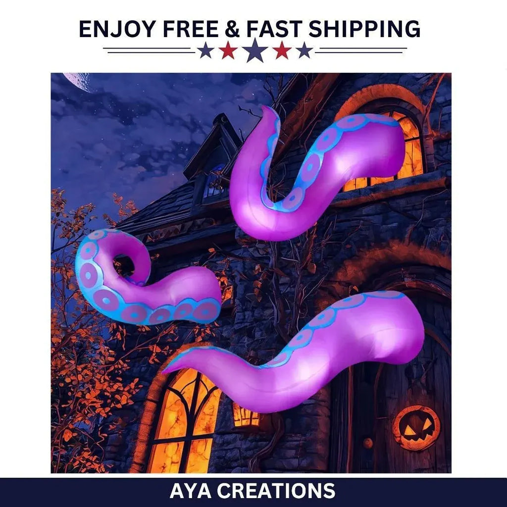 Halloween Inflatable Octopus Tentacles LED 3pcs Window Roof Yard Decor