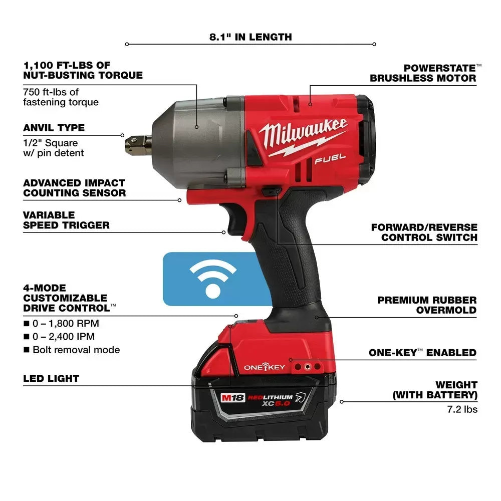 Milwaukee Pre-Sale 2862-22R M18 FUEL 18V 1/2 High Torque Impact Wrench Pin Detent Kit