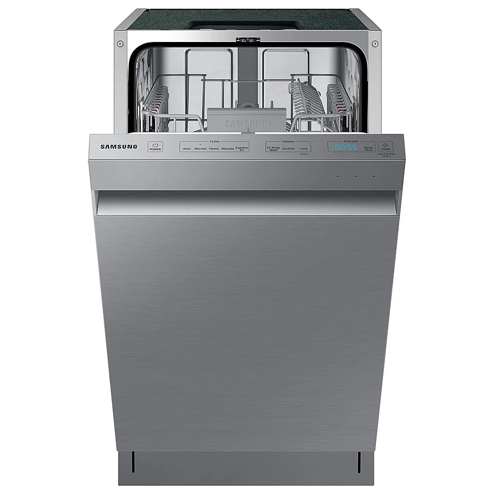 Samsung - 18 Compact Top Control Built-in Dishwasher with Stainless Steel Tub, 46 dBA - Stainless steel