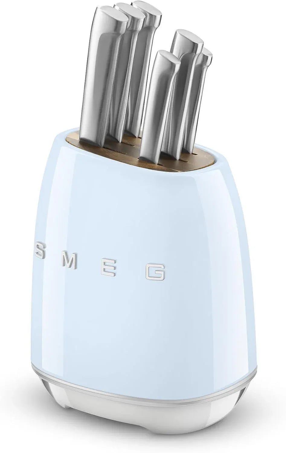 Smeg Pastel Blue Stainless Steel Knife Block Set