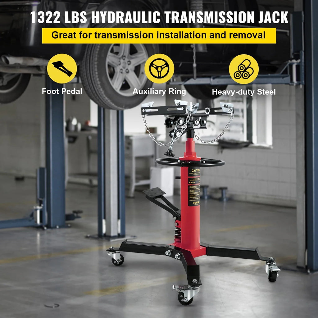 VEVOR Transmission Jack 1322 lbs 2-Stage Hydraulic High Lift Vertical Telescopic