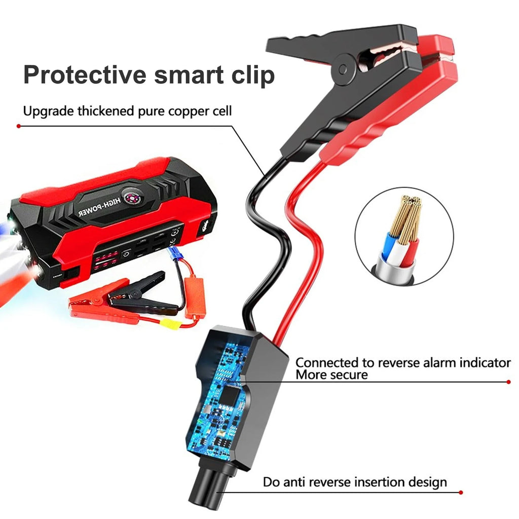 99800mAh 12V Car Jump Starter Portable 4 USB Port Charger LED Flashlight Power Bank Battery Booster