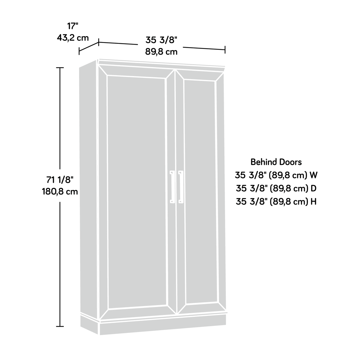 Sauder HomePlus 71 Tall 2-Door Multiple Shelf Wood Storage Cabinet， Sienna Oak Finish