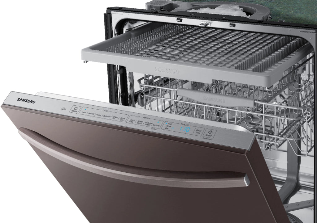 Samsung - StormWash 24 Top Control Built-In Dishwasher with AutoRelease Dry, 3rd Rack, 48 dBA - Tuscan stainless steel