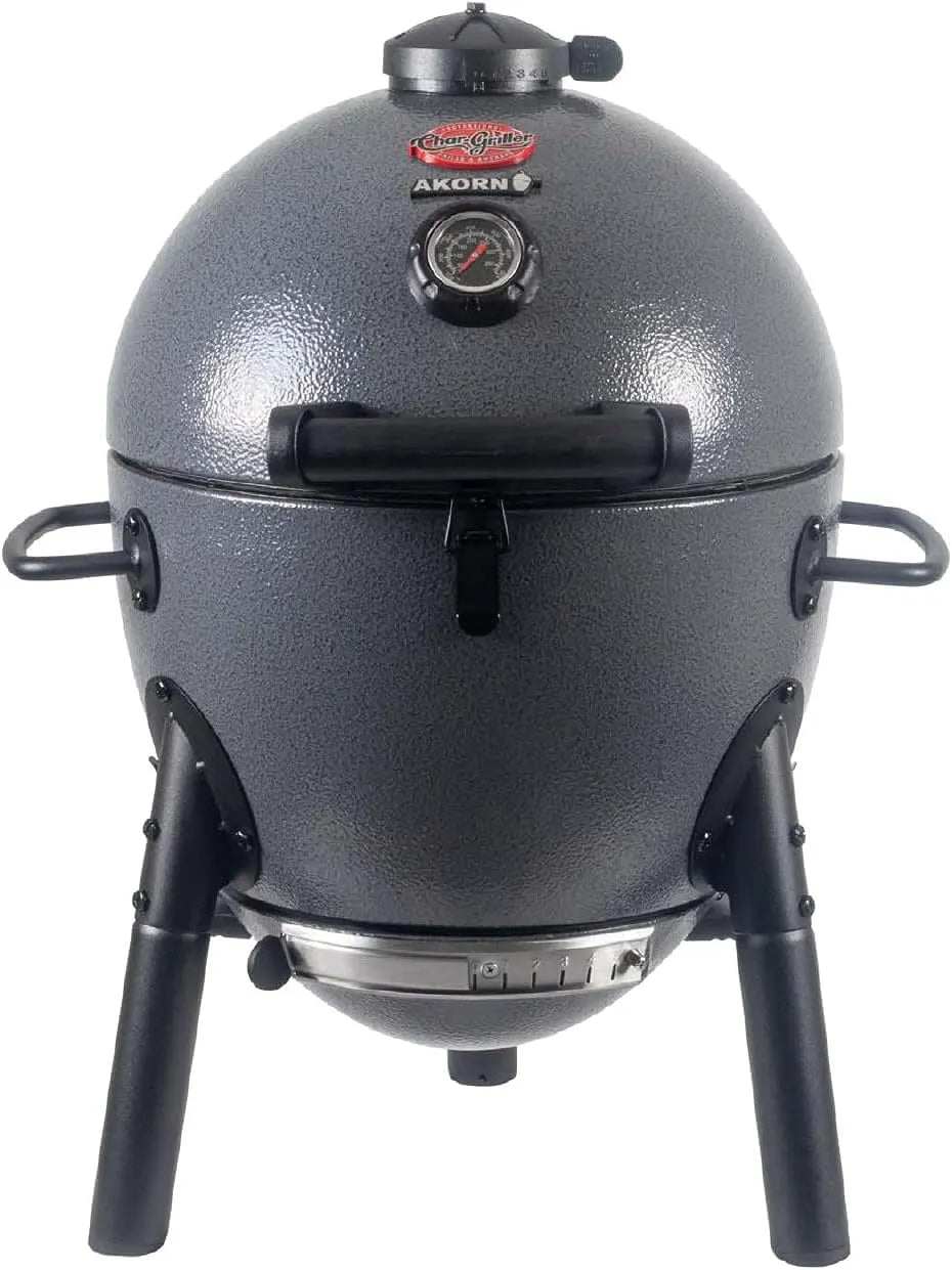 Char-GrillerÂ® AKORNÂ® Jr. Portable Kamado Charcoal Grill and Smoker with Cast Iron Grates and Locking Lid with 155 Cooking Square Inches in Ash, Model E86714