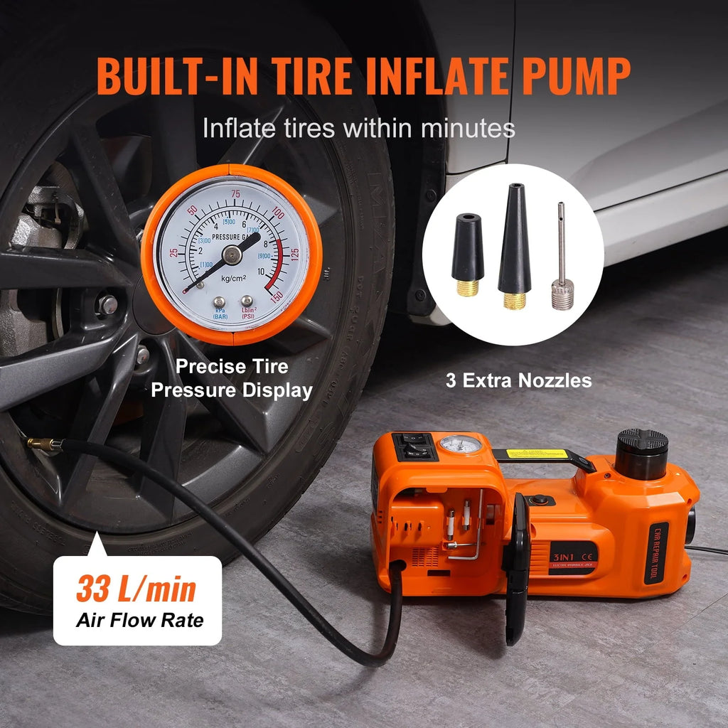 VEVOR Electric Car Jack, 5 Ton 12V Electric Hydraulic Car Floor Jack with Built-in Tire Inflator Pump for SUV Sedans