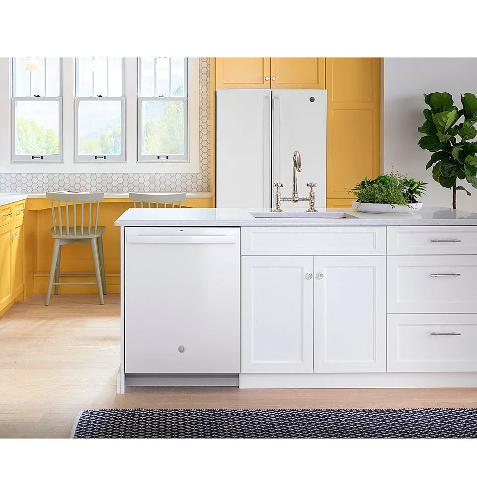 GE - Top Control Built In Dishwasher with Sanitize Cycle and Dry Boost, 52 dBA - White