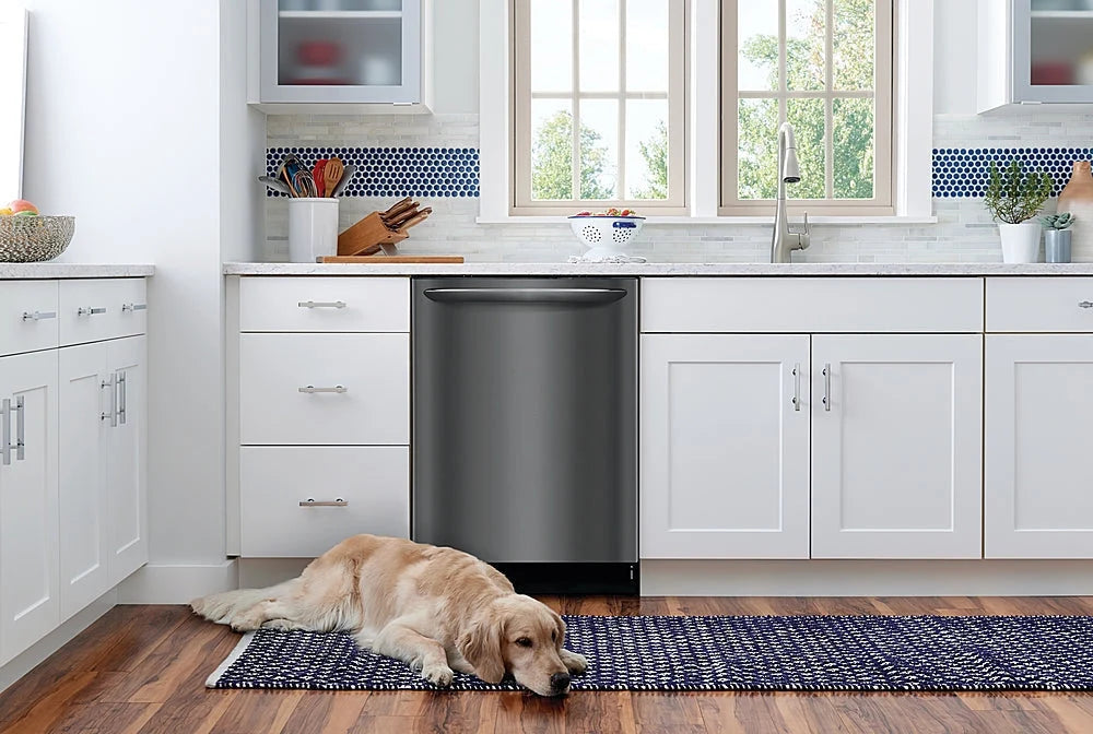 Frigidaire - Gallery 24 Compact Top Control Built-In Dishwasher with Stainless Steel Tub, 3rd Rack, 49 dBA - Black stainless steel