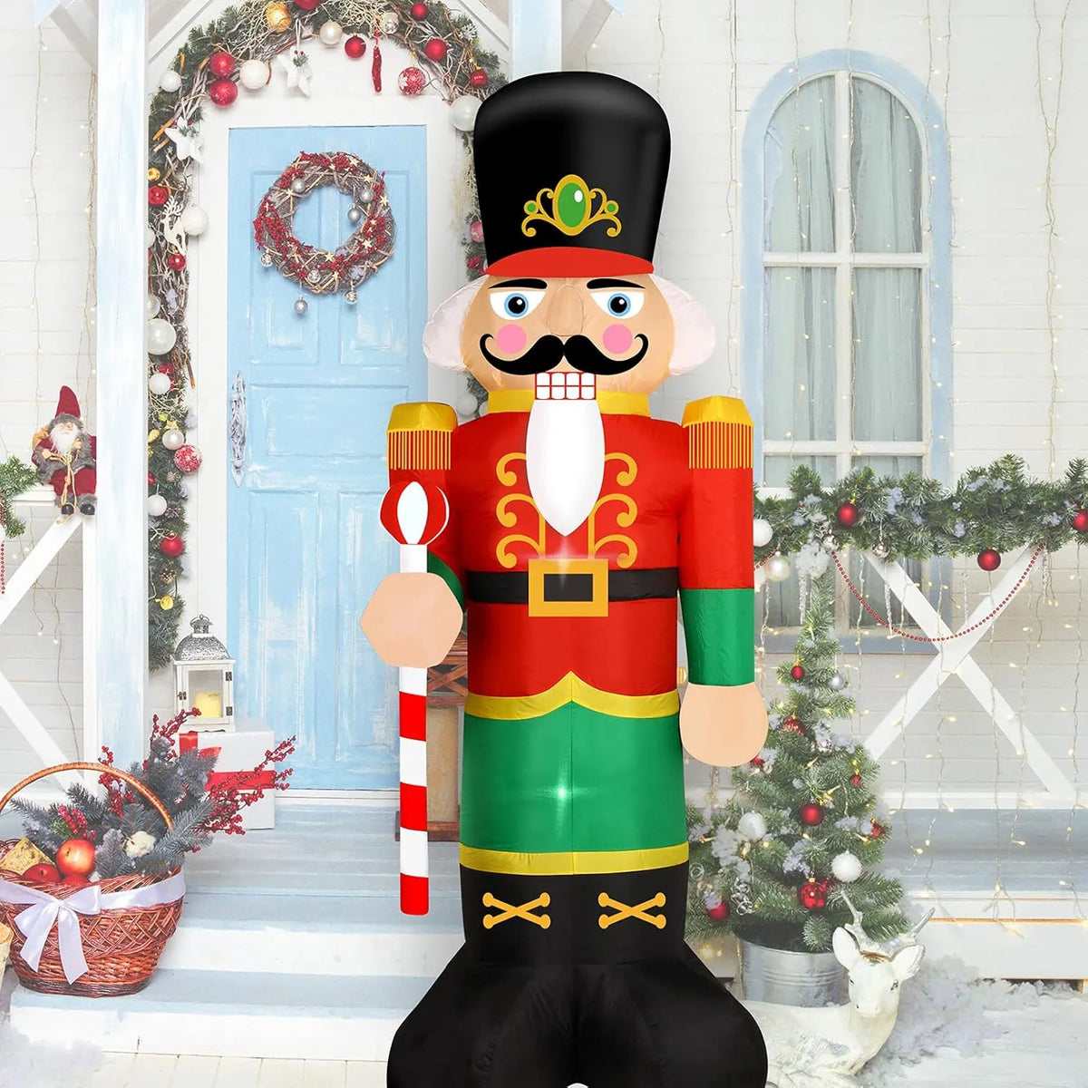 Christmas Inflatable Nutcracker Soldier Yard Decoration Lighted Blow Up Christmas Garden Lawn Decor 8 Feet (Nutcracker-3)