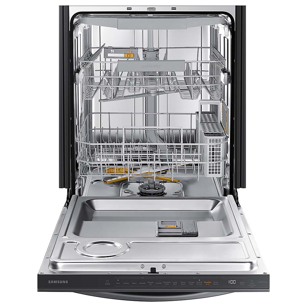 Samsung - Smart 42dBA Dishwasher with StormWash+ and Smart Dry - Black stainless steel